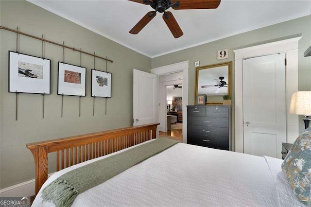 1300 N Ave NE, Atlanta, GA 30307 - bedroom featuring crown molding and ceiling fan