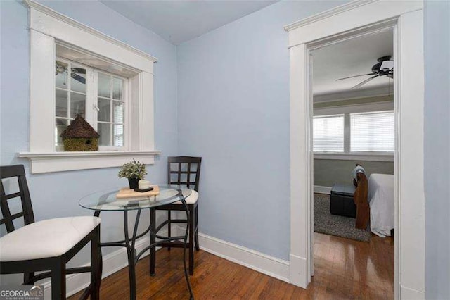 1300 N Ave NE, Atlanta, GA 30307 - dining room featuring wood finished floors and ceiling fan