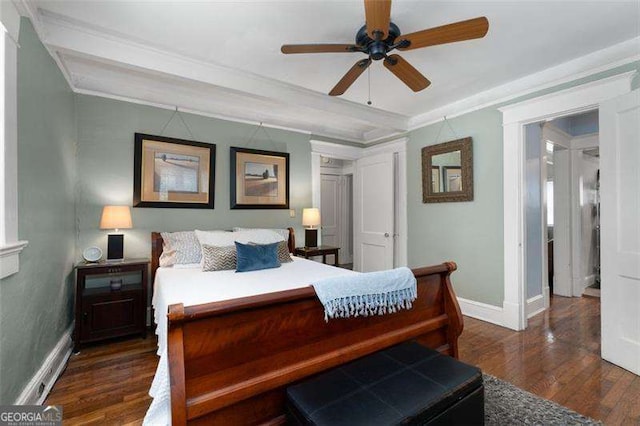 1300 N Ave NE, Atlanta, GA 30307 - bedroom with wood finished floors, crown molding, and a ceiling fan