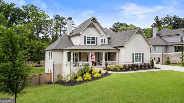 4395 Capstone Ct, Roswell, GA 30075 - view of front of house with covered porch, a chimney, a shingled roof, and driveway