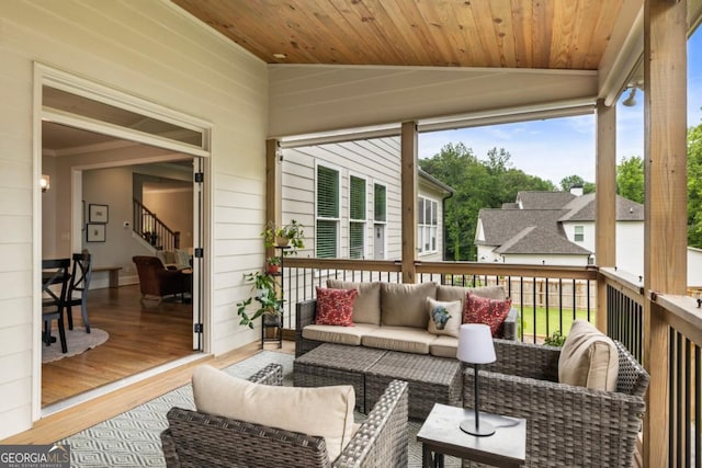 4395 Capstone Ct, Roswell, GA 30075 - sunroom featuring lofted ceiling and an outdoor living space