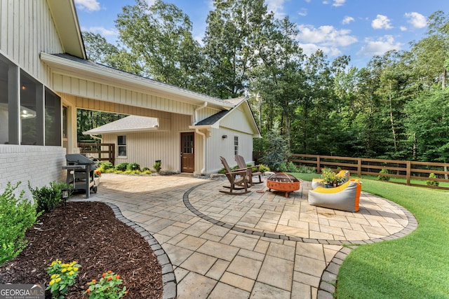 980 Casteel Rd, Powder Springs, GA 30127 - view of patio / terrace with an outdoor fire pit and grilling area