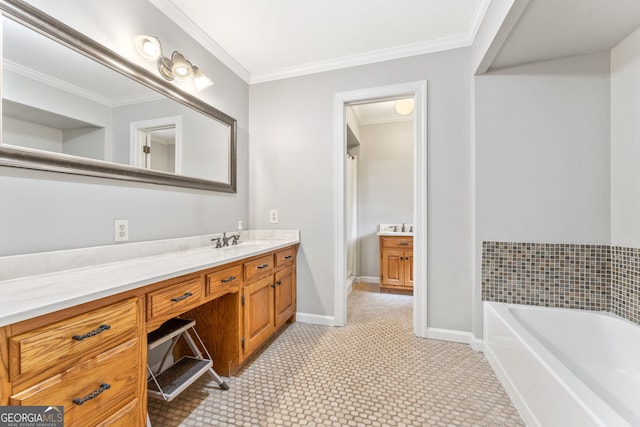 980 Casteel Rd, Powder Springs, GA 30127 - full bathroom with vanity, a bath, and crown molding