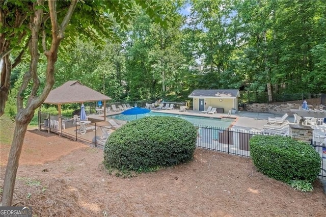 1279 Colony Pl, Marietta, GA 30068 - community pool with a gazebo, a patio, and view of scattered trees