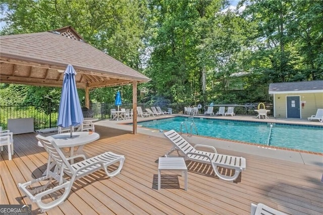 1279 Colony Pl, Marietta, GA 30068 - community pool with a gazebo, view of wooded area, and a deck