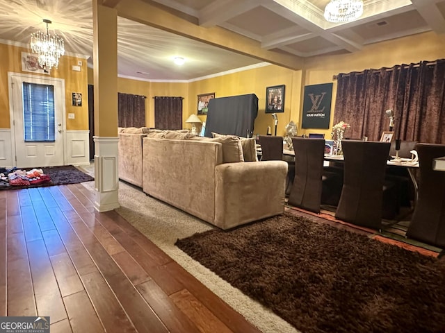 942 Amelia Dr, Byron, GA 31008 - common area with coffered ceiling, wainscoting, beam ceiling, and ornamental molding