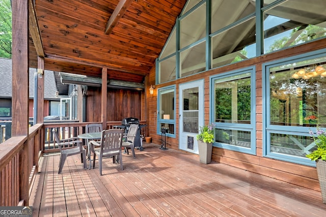33 Berkshire Ln, Dillard, GA 30537 - wooden terrace with outdoor dining area and grilling area