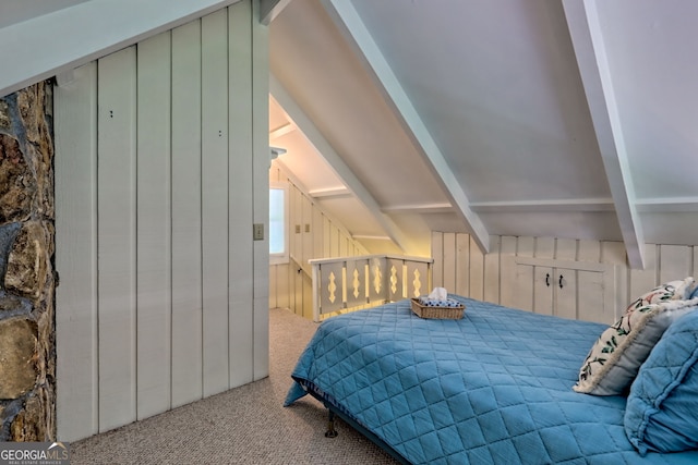 33 Berkshire Ln, Dillard, GA 30537 - carpeted bedroom featuring wooden walls and beam ceiling