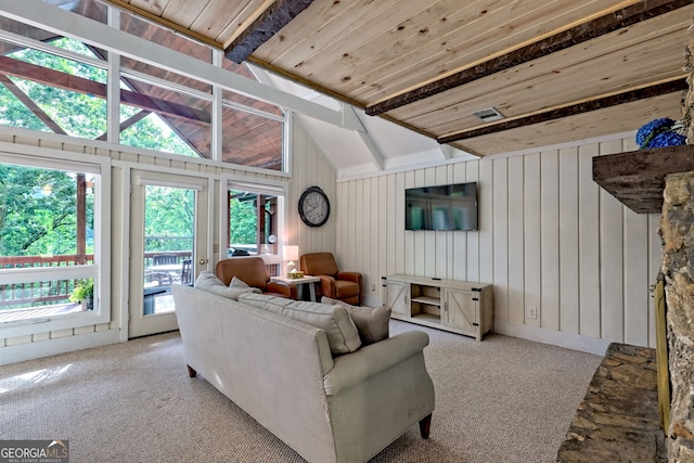 33 Berkshire Ln, Dillard, GA 30537 - living room featuring carpet and wood walls