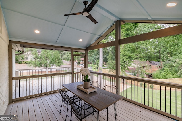 685 Pinecrest Dr, Athens, GA 30605 - sunroom featuring vaulted ceiling and ceiling fan