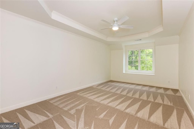 930 Shepards Ct, Roswell, GA 30075 - carpeted spare room with a raised ceiling, crown molding, and a ceiling fan