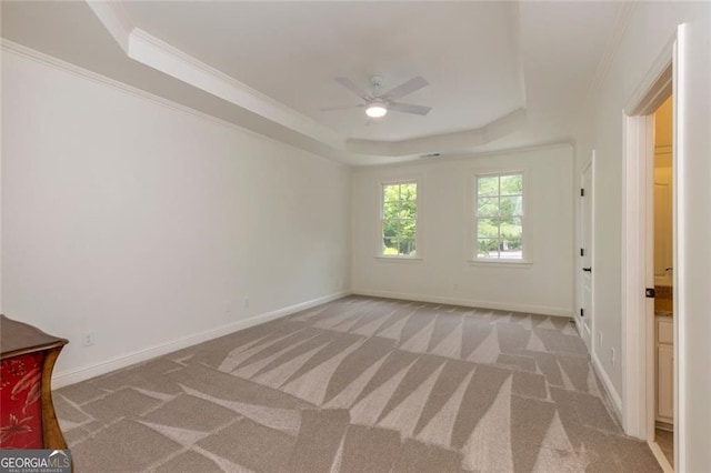 930 Shepards Ct, Roswell, GA 30075 - carpeted empty room with a raised ceiling, a ceiling fan, and crown molding
