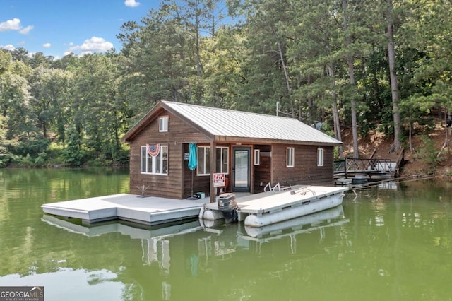 451 Wilderness Camp Rd, White, GA 30184 - dock featuring a water view and a forest view