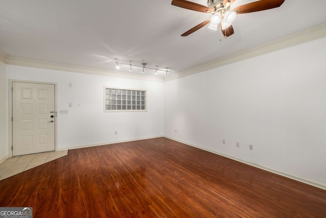 400 17th St NW Unit 2308, Atlanta, GA 30363 - spare room featuring wood finished floors, a ceiling fan, crown molding, and rail lighting