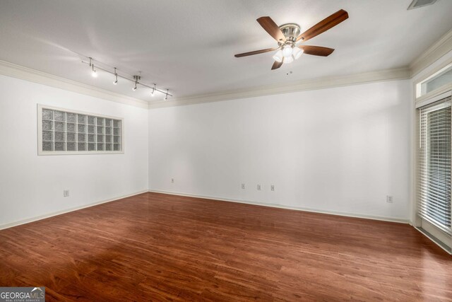 400 17th St NW Unit 2308, Atlanta, GA 30363 - spare room with track lighting, wood finished floors, crown molding, and a ceiling fan