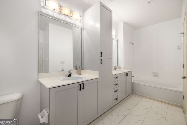 400 17th St NW Unit 2308, Atlanta, GA 30363 - full bathroom with marble finish flooring, vanity, and tub / shower combination