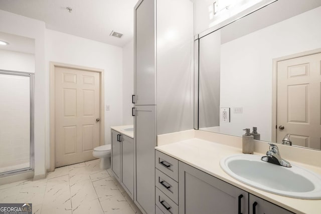 400 17th St NW Unit 2308, Atlanta, GA 30363 - full bathroom with vanity, marble look tiles, and a shower stall