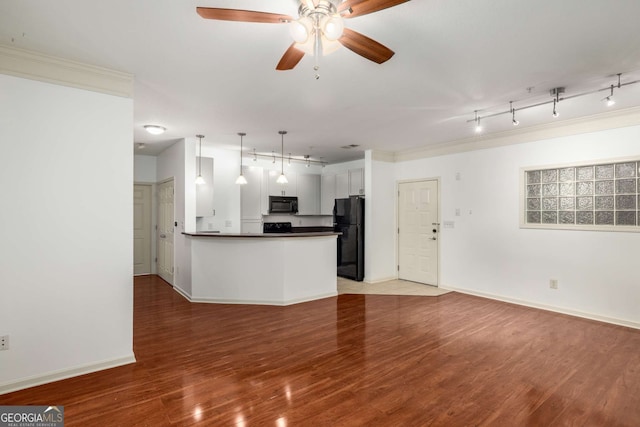 400 17th St NW Unit 2308, Atlanta, GA 30363 - unfurnished living room with rail lighting, a ceiling fan, and light wood-style floors