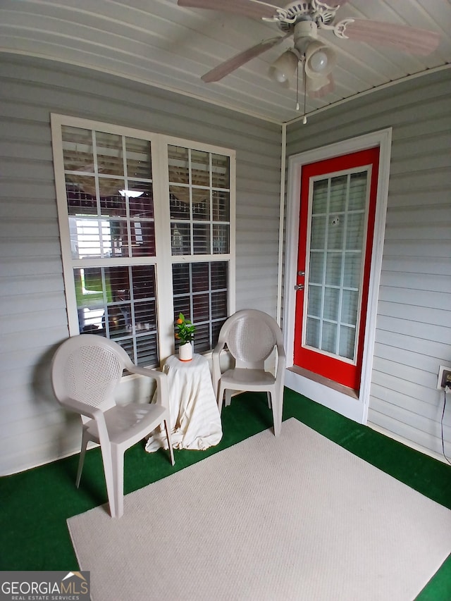 606 Haverhill Cir, Warner Robins, GA 31088 - covered porch featuring a ceiling fan