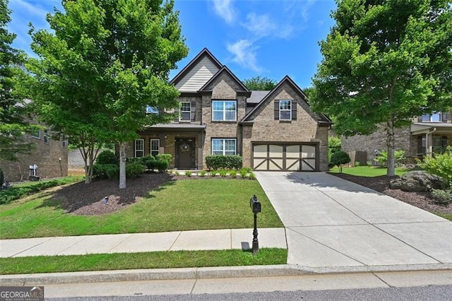 5825 Trailwood Ct, Suwanee, GA 30024 - craftsman house featuring a garage, driveway, and a front yard