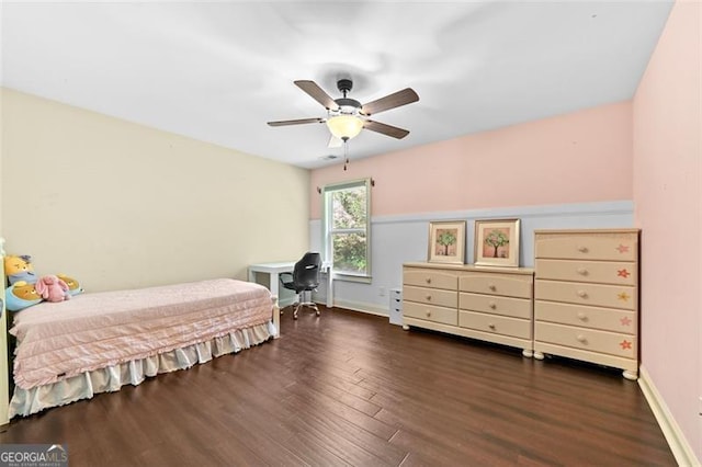 5825 Trailwood Ct, Suwanee, GA 30024 - bedroom with wood finished floors and ceiling fan