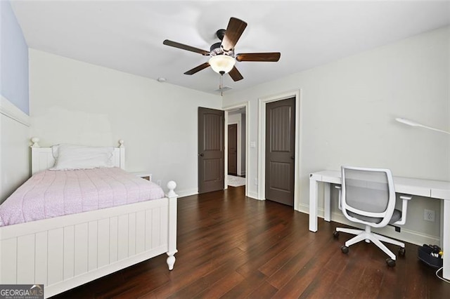 5825 Trailwood Ct, Suwanee, GA 30024 - bedroom featuring wood finished floors and ceiling fan