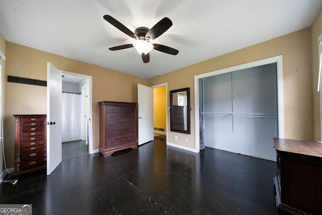 213 Cook St, Cartersville, GA 30120 - unfurnished bedroom featuring wood finished floors, a closet, and ceiling fan