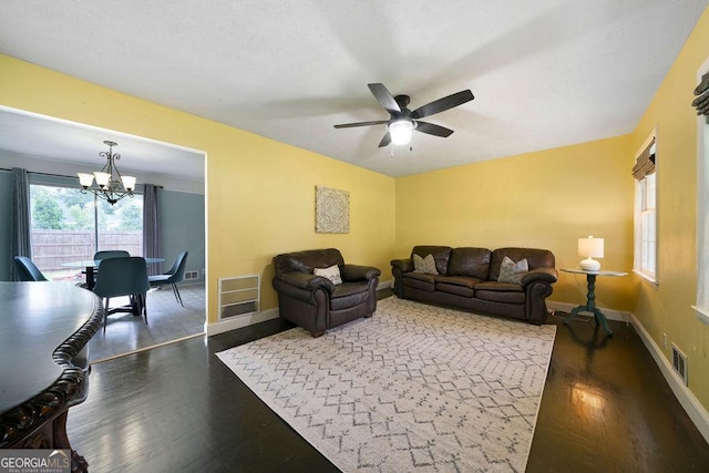 213 Cook St, Cartersville, GA 30120 - living area with wood finished floors, ceiling fan, and a chandelier
