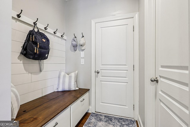8215 Harlond Way, Suwanee, GA 30024 - mudroom featuring dark wood-style flooring