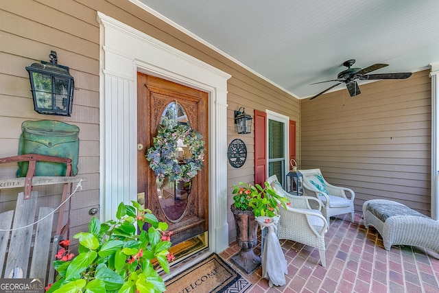 6180 Old Jefferson Rd, Athens, GA 30607 - doorway to property with a porch and a ceiling fan