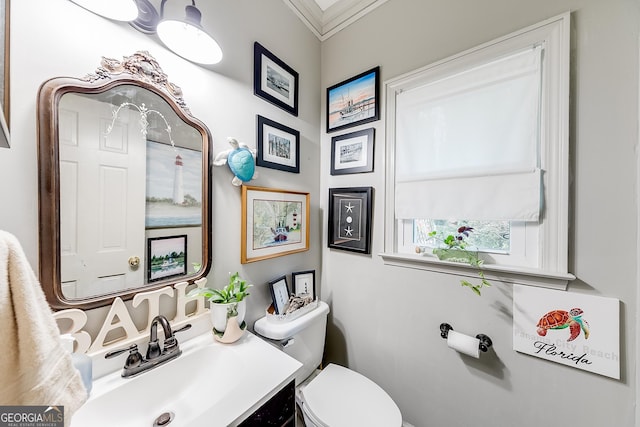6180 Old Jefferson Rd, Athens, GA 30607 - half bathroom featuring ornamental molding and vanity