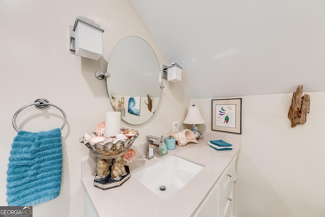 6180 Old Jefferson Rd, Athens, GA 30607 - bathroom with vanity and vaulted ceiling