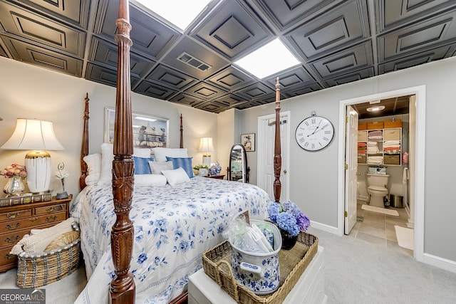 6180 Old Jefferson Rd, Athens, GA 30607 - bedroom with an ornate ceiling, light colored carpet, and ensuite bathroom