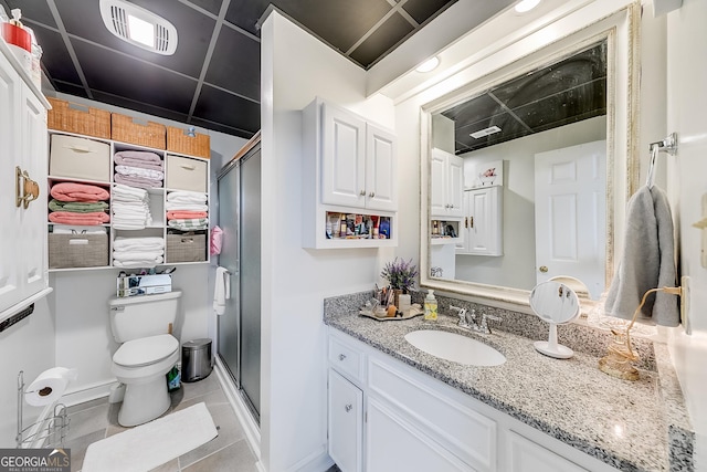 6180 Old Jefferson Rd, Athens, GA 30607 - bathroom with vanity, tile patterned flooring, and a shower stall