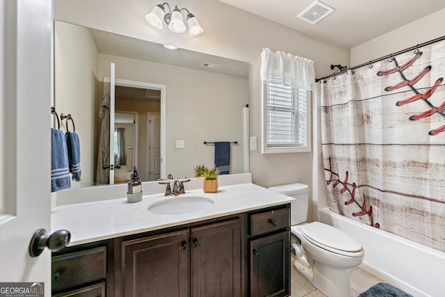 1626 Waterchase Dr, Dacula, GA 30019 - bathroom featuring vanity, shower / bath combination with curtain, and tile patterned floors