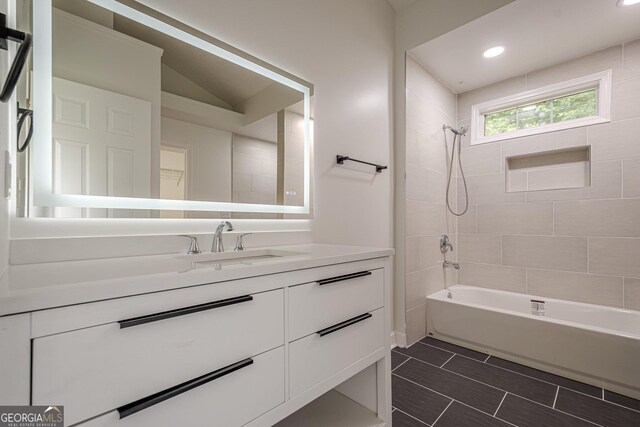 4959 Abbotts Glen Trl NW, Acworth, GA 30101 - bathroom with tub / shower combination, recessed lighting, and vanity