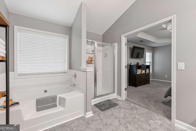 192 Sandhurst Ct, Suwanee, GA 30024 - bathroom with a garden tub and a stall shower