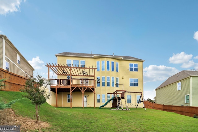 1564 Brunswick St, Lithia Springs, GA 30122 - back of house with a playground and a pergola