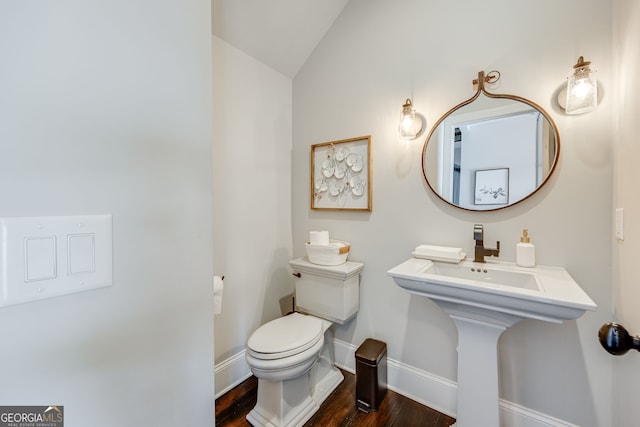 6590 Lights Ferry Rd, Flowery Branch, GA 30542 - bathroom with wood finished floors and lofted ceiling