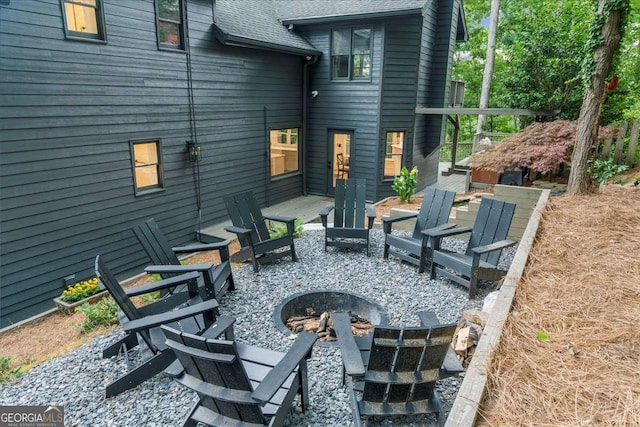 4735 Log Cabin Rd, Gainesville, GA 30504 - view of patio featuring an outdoor fire pit