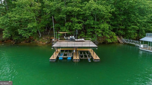 4735 Log Cabin Rd, Gainesville, GA 30504 - dock featuring boat lift and a water view