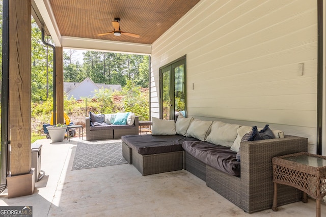 181 S Chattahoochee Dr, Hogansville, GA 30230 - view of patio featuring an outdoor hangout area and ceiling fan