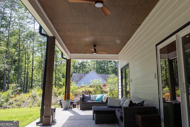 181 S Chattahoochee Dr, Hogansville, GA 30230 - view of patio / terrace with ceiling fan and an outdoor living space