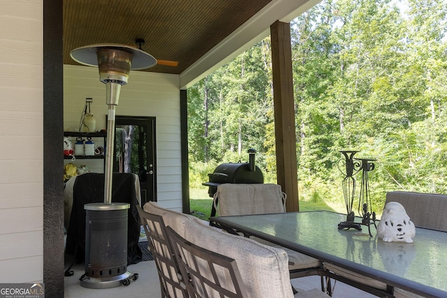181 S Chattahoochee Dr, Hogansville, GA 30230 - view of patio / terrace featuring a ceiling fan, outdoor dining space, and a grill