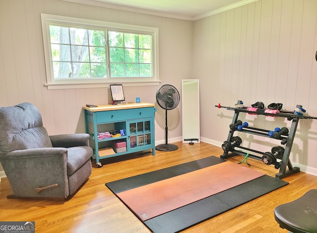 723 Fricks Ln, Rossville, GA 30741 - workout area featuring healthy amount of natural light, ornamental molding, and wood finished floors
