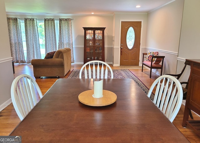 723 Fricks Ln, Rossville, GA 30741 - dining area with plenty of natural light, ornamental molding, and light wood-style flooring