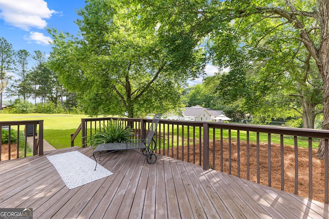 100 Merrill Dr, Lagrange, GA 30241 - wooden terrace with a lawn and view of scattered trees