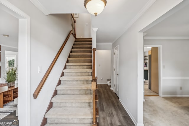 3220 Casteel Rd, Marietta, GA 30062 - stairway with crown molding and wood finished floors
