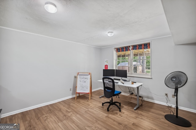 3220 Casteel Rd, Marietta, GA 30062 - office featuring wood finished floors, a textured ceiling, and ornamental molding