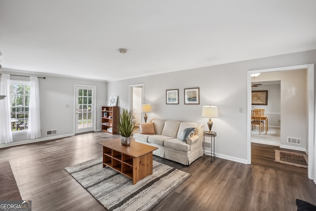 3220 Casteel Rd, Marietta, GA 30062 - living area with wood finished floors and ornamental molding